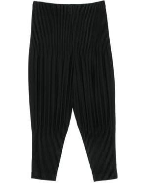 Homme Plissé Issey Miyake Plissé-Effect Tapered Trousers - Black