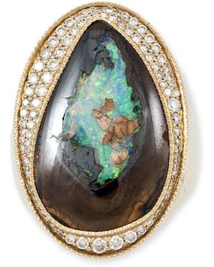 Jacquie Aiche 14Kt Freeform Koroit Gelbgoldring Mit Diamanten Und Opal - Blau