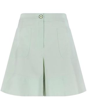 Genny Panelled High-Waisted Shorts - Blue