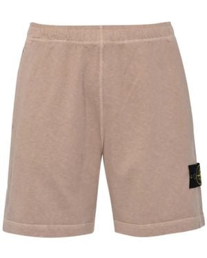 Stone Island Logo-Patch Drawstring Shorts - White