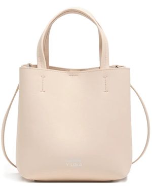 Bimba Y Lola Small Leather Tote Bag - Natural