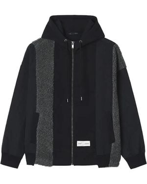 FIVE CM Fleece-Panelled Zip-Up Hoodie - Black
