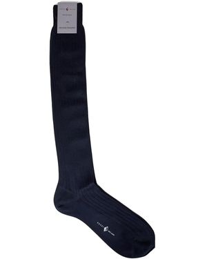 Sozzi Milano X Michele Franzese Ribbed Jacquard-Logo Socks - Blue