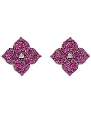 Piranesi 18K Rose Sapphire And Diamond Small Flower Earrings - Purple
