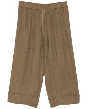 Julius Cropped Wide-Leg Trousers - Green