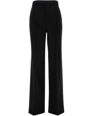Saint Laurent Pantalones De Lana Virgen - Negro