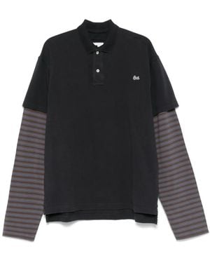 ERL Striped-Sleeves Polo Shirt - Black