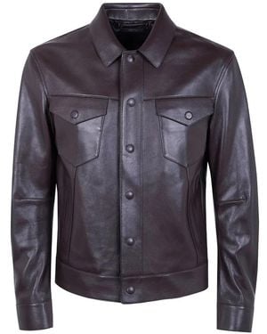 Tom Ford Leather Shirt Jacket - Blue