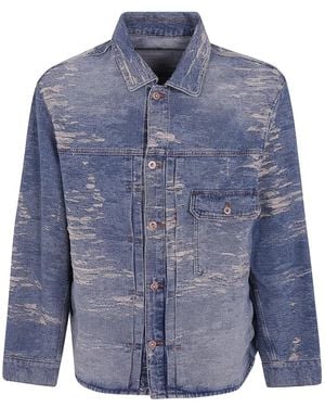 Emporio Armani Distressed-Effect Denim Jacket - Blue
