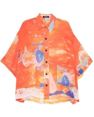 Nude:mm Abstract-Print Short-Sleeve Shirt - Orange