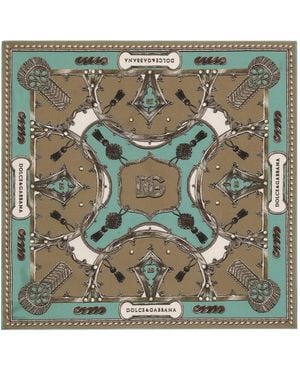 Dolce & Gabbana Cargo-Print Silk Twill Scarf 70X70 - Green