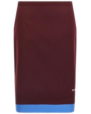 Miu Miu Falda Midi Con Logo Bordado - Morado