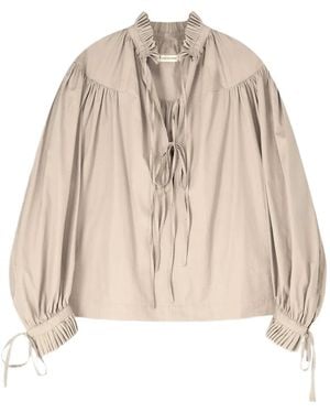 Dries Van Noten Ruffled Cotton Blouse - Natural