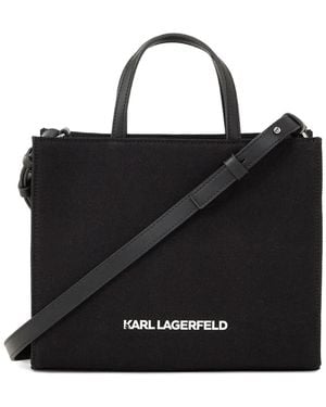KARL LAGERFELD Small Ikon Print Tote Bag - Black