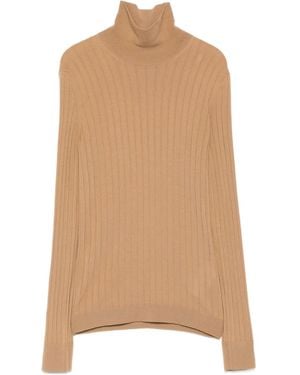 Moncler Logo-Patch Ribbed Top - Natural