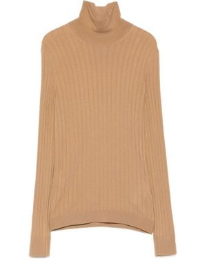 Moncler Logo-Patch Ribbed Top - Natural