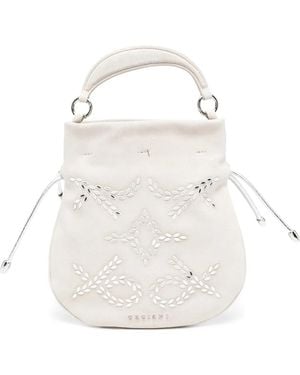 Orciani Appliqué Drawstring Tote Bag - White