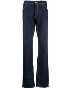 Billionaire Contrast Stitching Straight-Leg Jeans - Blue