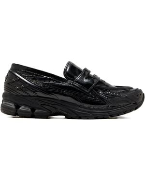 New Balance Crocodile-Effect Slip-On Sneakers - Black