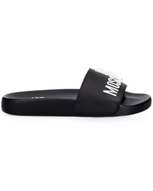Love Moschino Logo-Lettering Slides - White