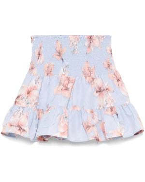Maje Minirock Mit Blumen-Print - Weiß