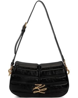 KARL LAGERFELD K/Autograph Quilted Shoulder Bag - Black