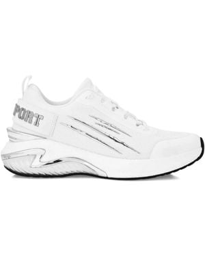 Philipp Plein Metallic-Stripe Mesh Trainers - White