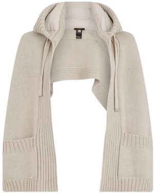 Moorer Luisia-Cwh Hooded Chunky-Knit Scarf - White