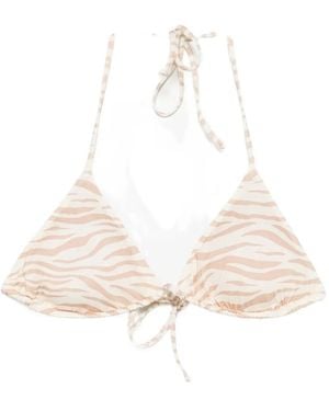 MC2 Saint Barth Leah Zebra-Print Triangle Bikini Top - White