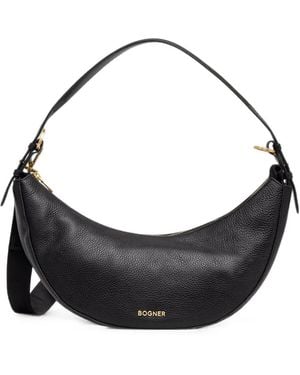 Bogner Wallis Kyla Grained-Leather Crescent Shoulder Bag - Black
