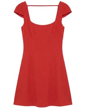 Reformation Robe Courte Nashira À Mancherons - Rouge