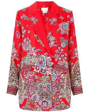 CAMILLA Double-Breasted Floral-Print Blazer - Red