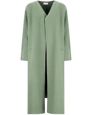 The Row Priske V-Neck Wool Coat - Green