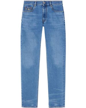 Versace Medusa Head-Embellished Mid-Rise Slim-Fit Jeans - Blue