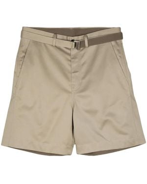 Sacai Wide-Leg Cotton Chino Shorts - Natural