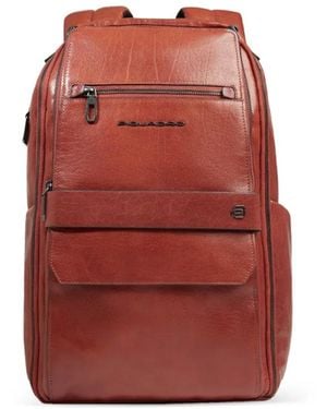 Piquadro Solm Leather Backpack - Red