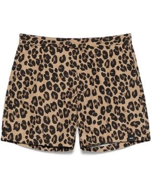 Aspesi Short De Bain À Imprimé Léopard - Noir