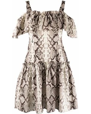 Philipp Plein Python-Print Mini Dress - Natural