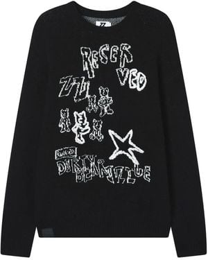Izzue Graphic-Print Crew-Neck Jumper - Black