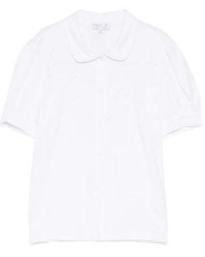 agnès b. Tamarin Broderie-Anglasise Puff-Sleeve Blouse - White