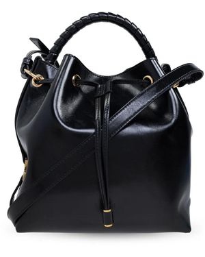 Chloé Marcie Glänzende Leder Eimer Tasche - Schwarz