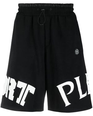 Philipp Plein Logo-Print Track Shorts - Black