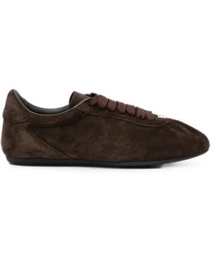 Dolce & Gabbana Logo-Plaque Suede Trainers - Brown