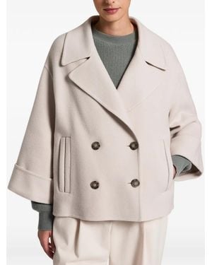 Peserico Double-Breasted Cropped Cape - Naturel