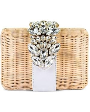 Gedebe Capri Cryatsl-Embellished Clutch Bag - Natural