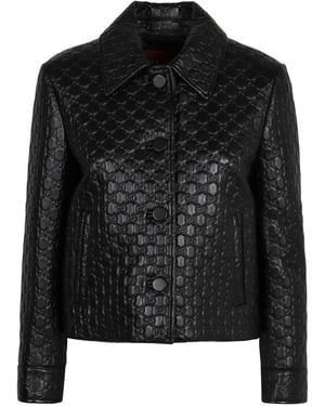 Gucci Embossed-Gg Leather Jacket - Black