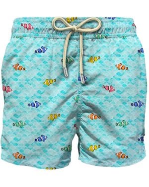 MC2 Saint Barth Fish-Print Swim Shorts - Blue
