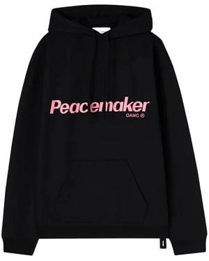 Oamc Peacemaker Flower-Print Logo Hoodie - Black
