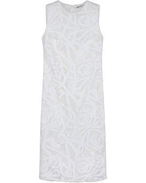 Ports 1961 Robe Mi-Longue En Dentelle - Blanc
