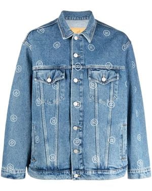 Martine Rose Giacca Denim Con Stampa - Blu